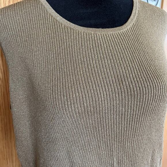 Ralph Lauren scoop neck, gold shimmer ribbed sleeveless, women's size XL - Picture 2 of 5
